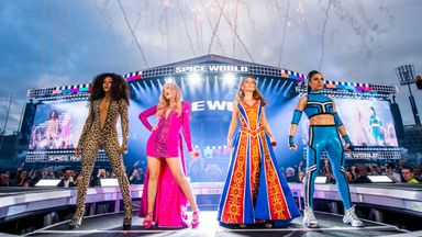 Spice Girls on the stage for their first 2019 reunion gig in Dublin. Pic: Andrew Timms/PA Wire